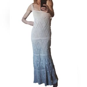 Zara Cream Crochet Maxi Dress